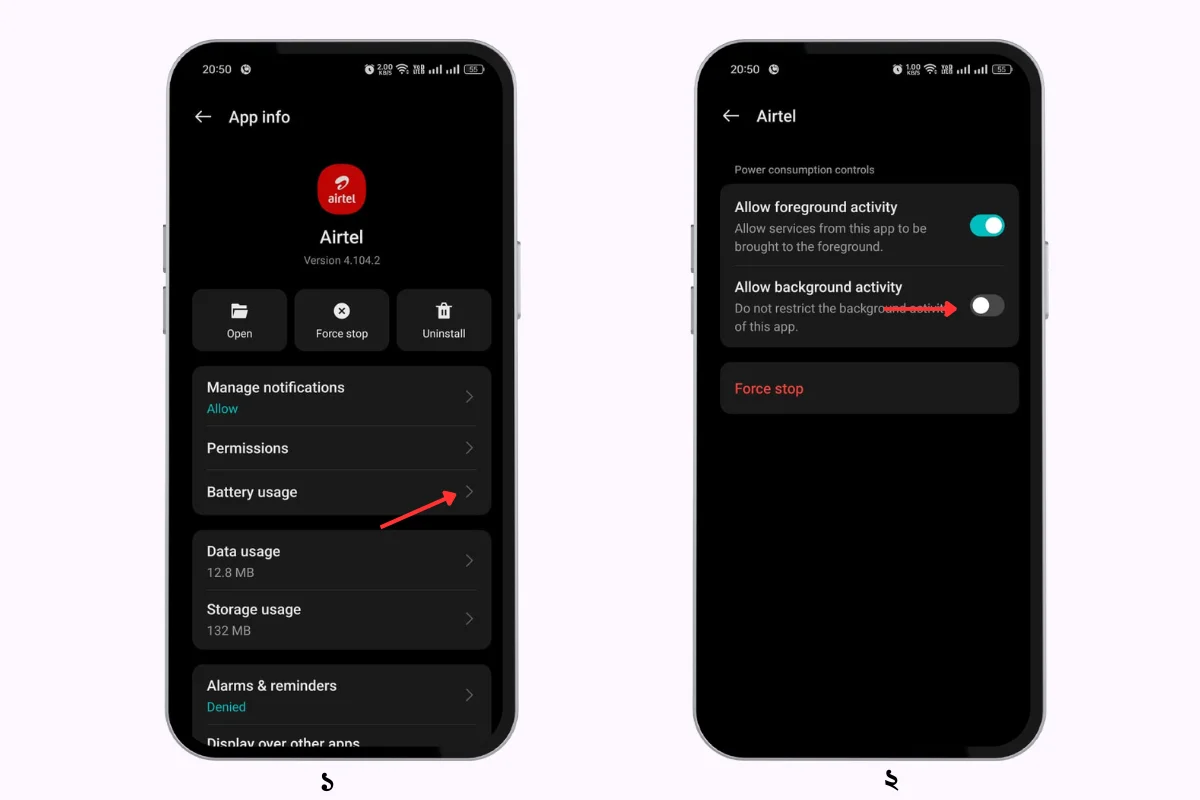 restrict background battery usage